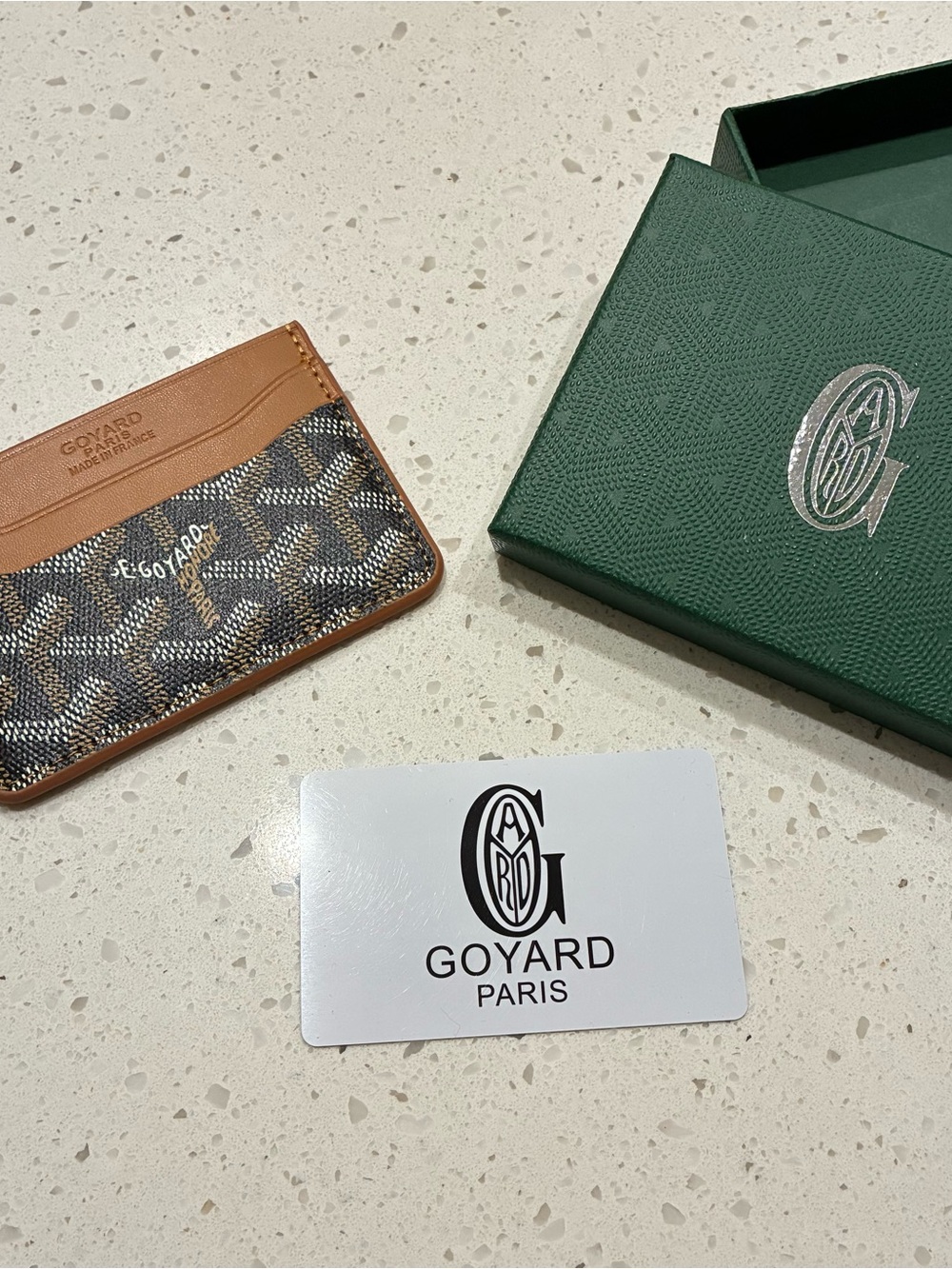 Goyard Brown & Black Goyardine Card Case